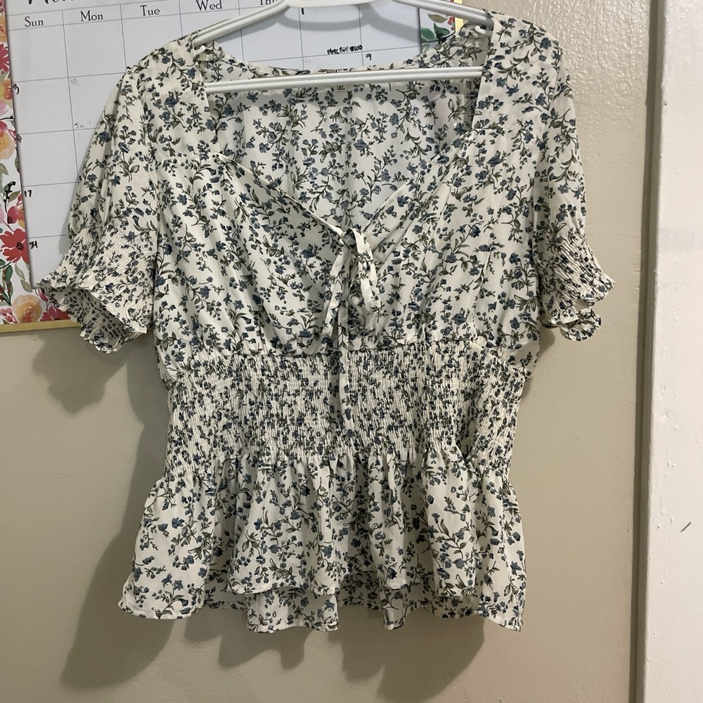 Chic Floral Smocked Peplum Blouse